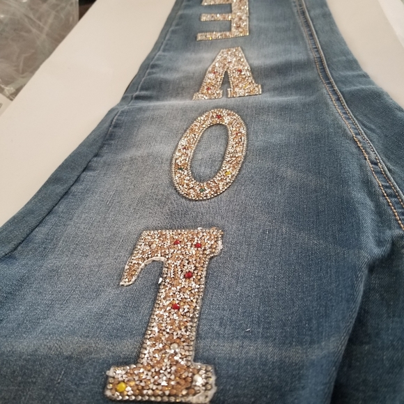 Size 14 LOVE Embroidered jeans - Picture 11 of 13